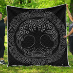 Black And White Viking Yggdrasil Print Quilt