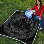 Black And White Viking Yggdrasil Print Quilt
