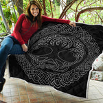 Black And White Viking Yggdrasil Print Quilt