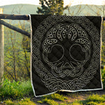 Black And White Viking Yggdrasil Print Quilt