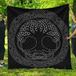 Black And White Viking Yggdrasil Print Quilt