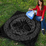 Black And White Viking Yggdrasil Print Quilt
