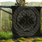 Black And White Viking Yggdrasil Print Quilt