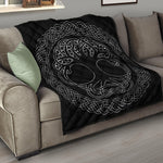 Black And White Viking Yggdrasil Print Quilt