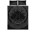 Black And White Viking Yggdrasil Print Quilt Bed Set