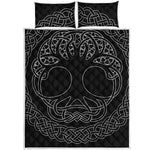Black And White Viking Yggdrasil Print Quilt Bed Set