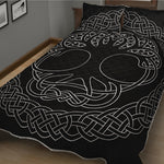 Black And White Viking Yggdrasil Print Quilt Bed Set