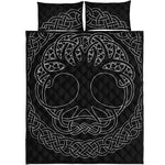 Black And White Viking Yggdrasil Print Quilt Bed Set