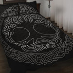 Black And White Viking Yggdrasil Print Quilt Bed Set