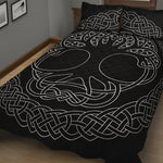 Black And White Viking Yggdrasil Print Quilt Bed Set