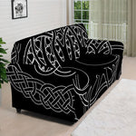 Black And White Viking Yggdrasil Print Sofa Cover