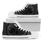 Black And White Viking Yggdrasil Print White High Top Shoes