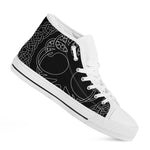 Black And White Viking Yggdrasil Print White High Top Shoes