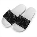 Black And White Viking Yggdrasil Print White Slide Sandals