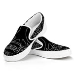 Black And White Viking Yggdrasil Print White Slip On Shoes