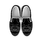 Black And White Viking Yggdrasil Print White Slip On Shoes