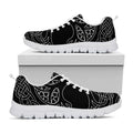 Black And White Viking Yggdrasil Print White Running Shoes