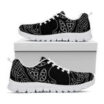 Black And White Viking Yggdrasil Print White Sneakers