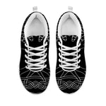 Black And White Viking Yggdrasil Print White Sneakers