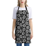 Black And White Vintage Sunflower Print Apron
