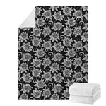 Black And White Vintage Sunflower Print Blanket