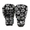 Black And White Vintage Sunflower Print Boxing Gloves