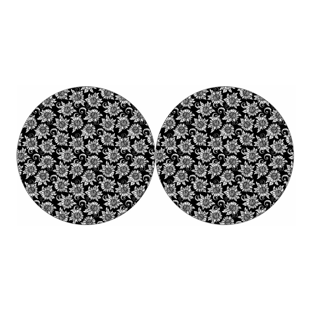 Black And White Vintage Sunflower Print Car Coasters