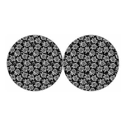 Black And White Vintage Sunflower Print Car Coasters