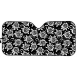 Black And White Vintage Sunflower Print Car Sun Shade