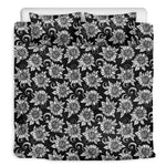 Black And White Vintage Sunflower Print Duvet Cover Bedding Set