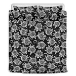 Black And White Vintage Sunflower Print Duvet Cover Bedding Set