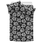 Black And White Vintage Sunflower Print Duvet Cover Bedding Set