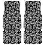 Black And White Vintage Sunflower Print Front and Back Car Floor Mats