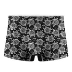 Black And White Vintage Sunflower Print Men's Boxer Briefs