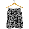 Black And White Vintage Sunflower Print Men's Shorts