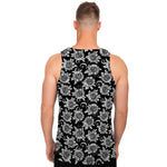 Black And White Vintage Sunflower Print Men's Tank Top