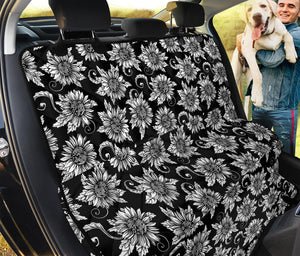 Black And White Vintage Sunflower Print Pet Car Back Seat Cover