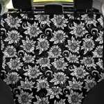 Black And White Vintage Sunflower Print Pet Car Back Seat Cover