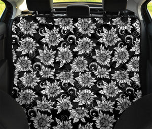 Black And White Vintage Sunflower Print Pet Car Back Seat Cover