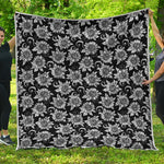 Black And White Vintage Sunflower Print Quilt