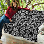 Black And White Vintage Sunflower Print Quilt