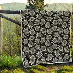 Black And White Vintage Sunflower Print Quilt