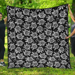 Black And White Vintage Sunflower Print Quilt