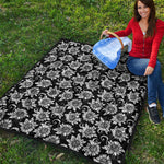 Black And White Vintage Sunflower Print Quilt