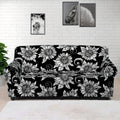 Black And White Vintage Sunflower Print Sofa Cover