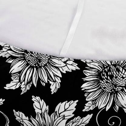 Black And White Vintage Sunflower Print Sofa Cover