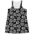 Black And White Vintage Sunflower Print Women's Racerback Tank Top