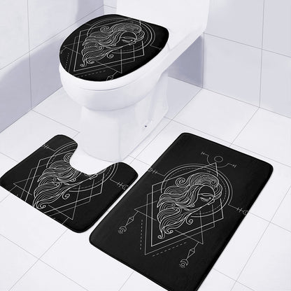 Black And White Virgo Sign Print 3 Piece Bath Mat Set