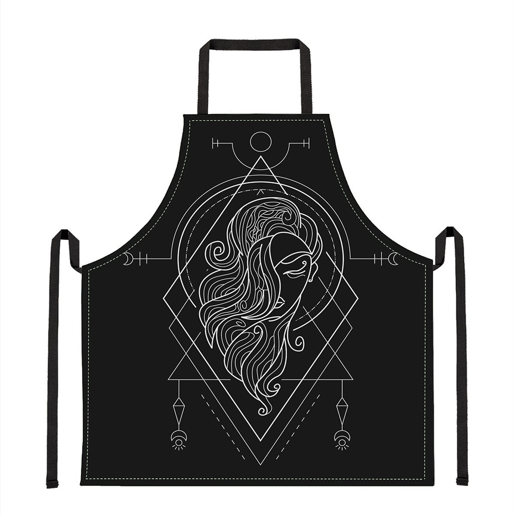 Black And White Virgo Sign Print Apron