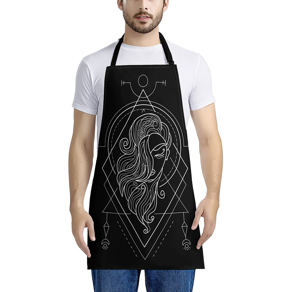 Black And White Virgo Sign Print Apron